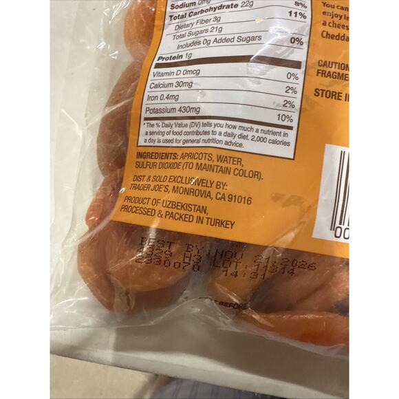 2 Packs Trader Joe's Soft Dried Apricots 16 oz Each Bag Total 32 oz - Picture 3 of 3